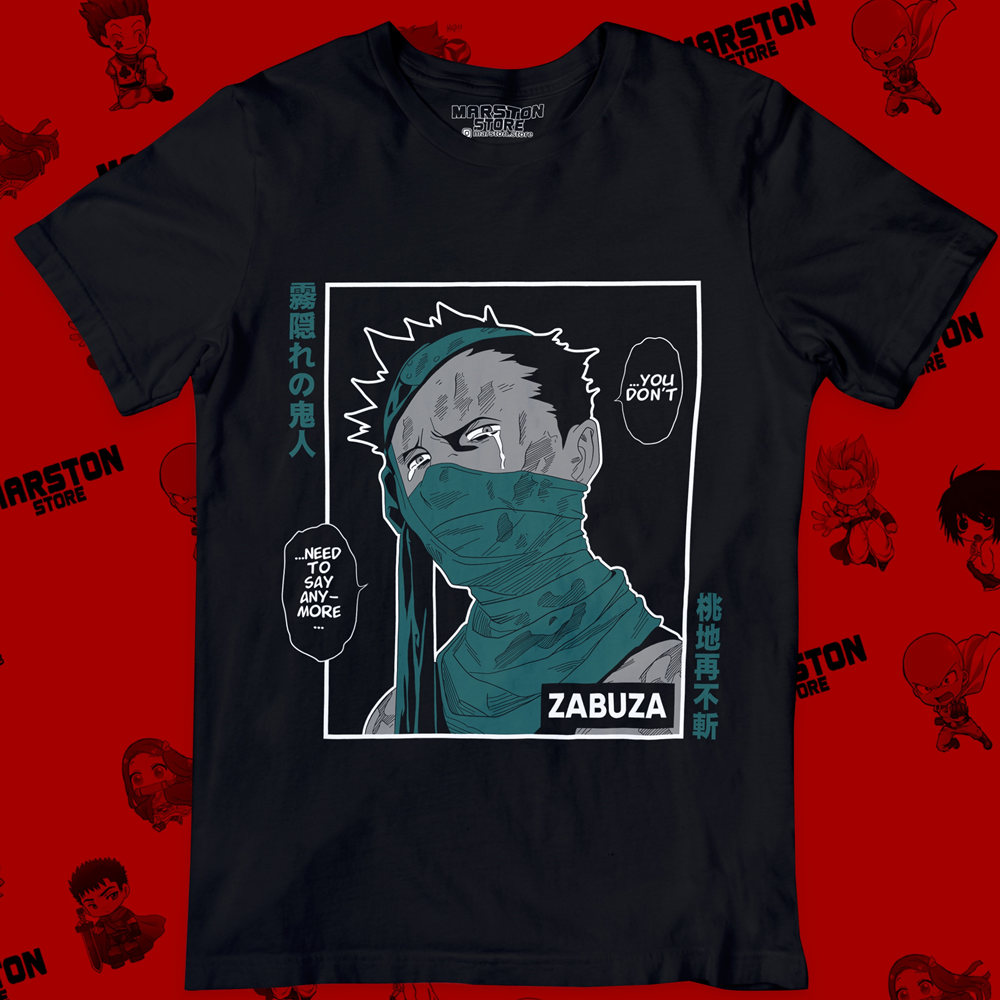 Polera negra Naruto con diseño de Zabuza Momochi