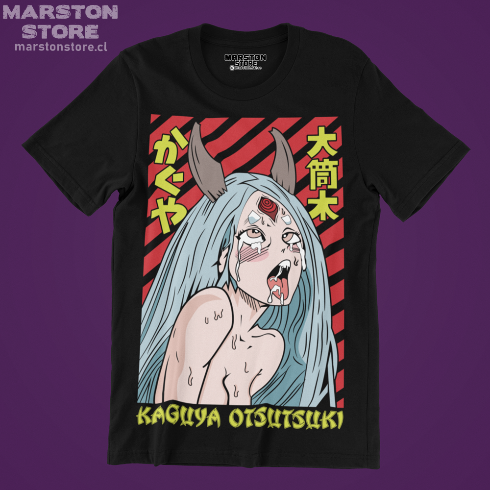Polera negra con diseño Ahegao