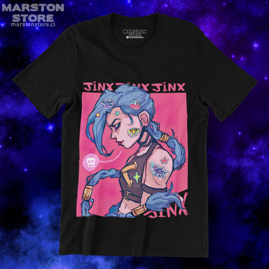 Polera negra de Arcane con Jinx