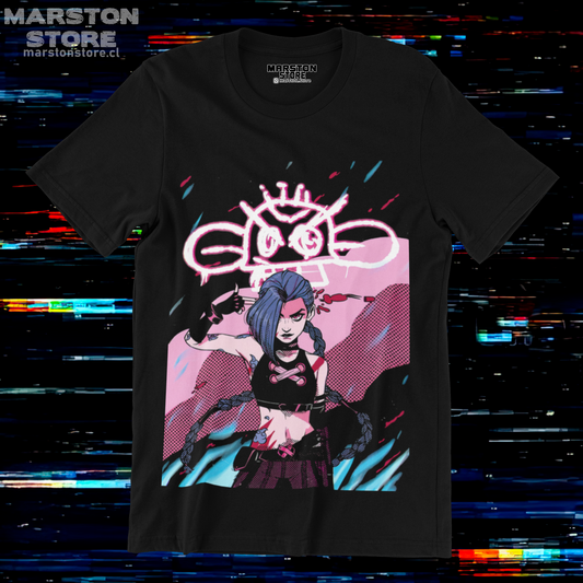 Polera negra de Arcane con Jinx