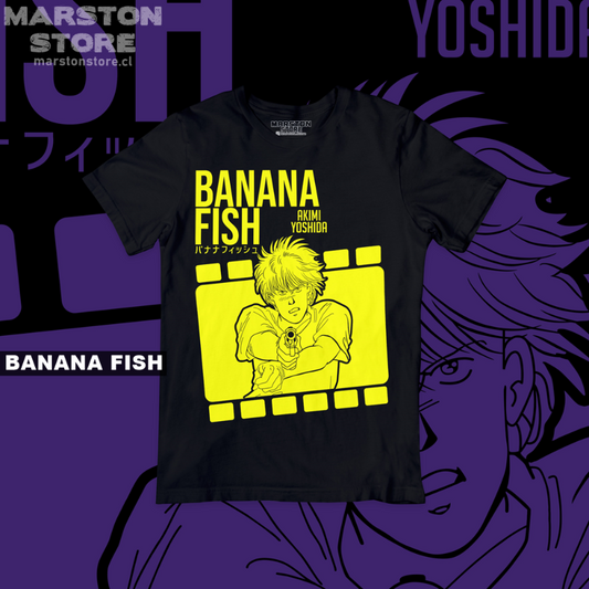 Polera negra de Banana Fish con Ash Lynx