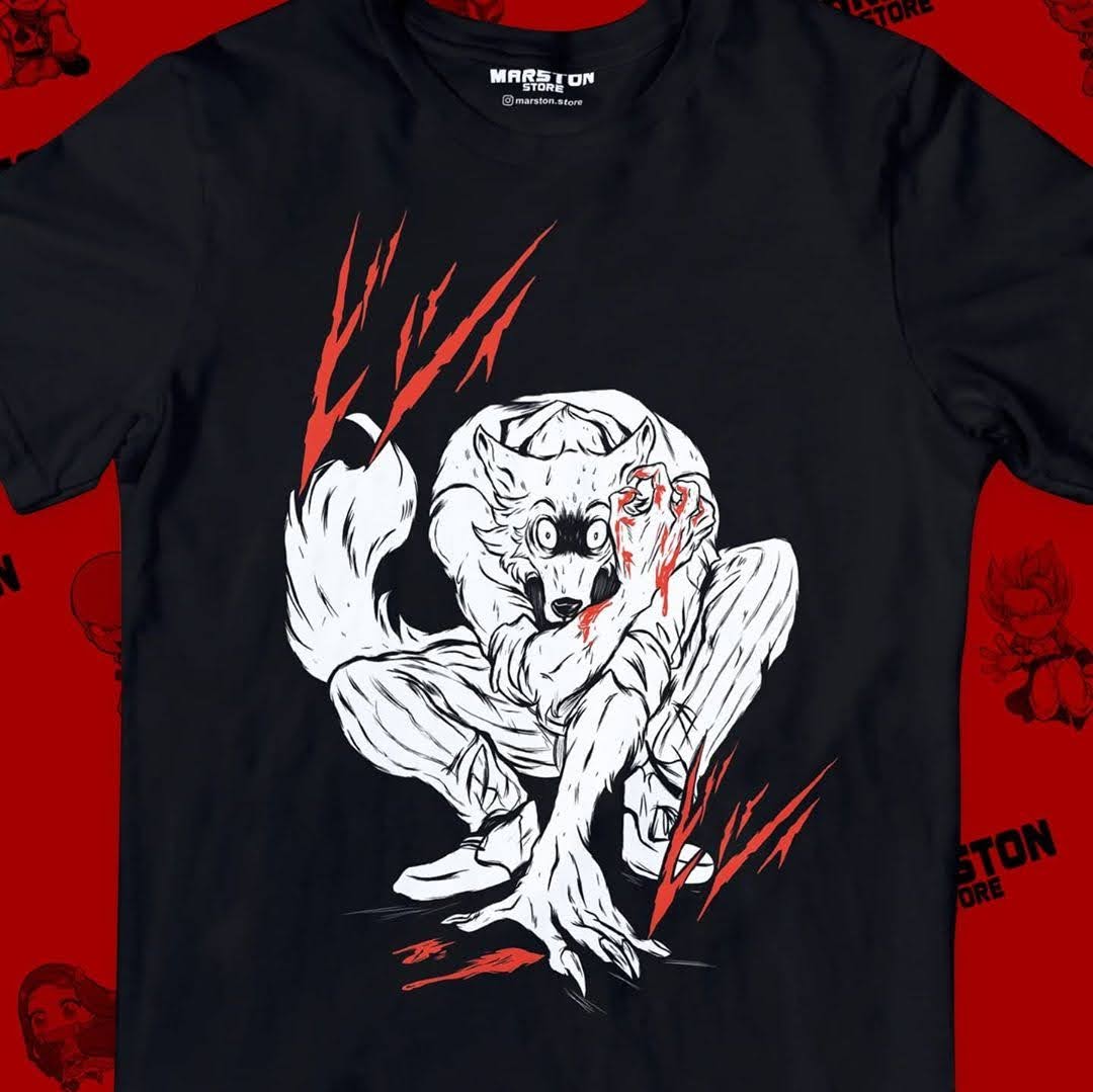 Polera negra de Beastars con Legoshi
