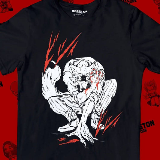 Polera negra de Beastars con Legoshi