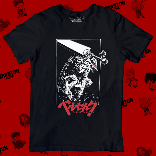 Polera negra de Berserk con diseño inspirado en el manga
