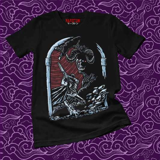 Polera negra de Berserk con diseño inspirado en el manga