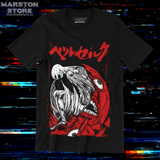 Polera negra de Berserk con diseño de Griffith