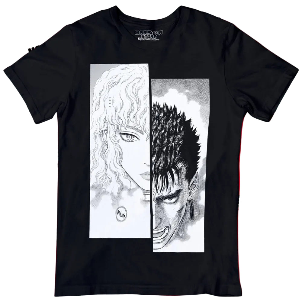 Polera negra de Berserk con Griffith y Guts