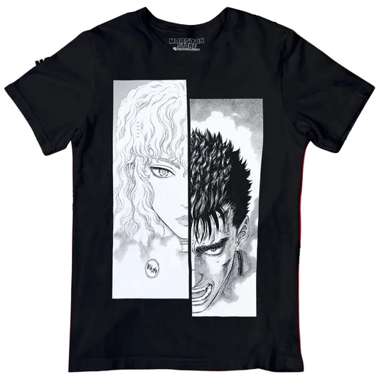 Polera negra de Berserk con Griffith y Guts