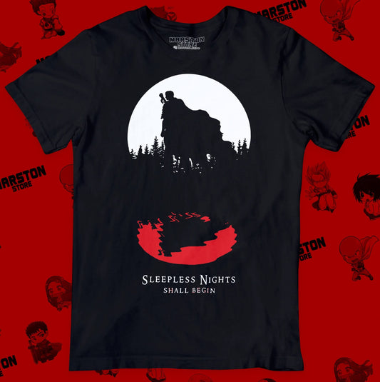 Polera negra de Berserk con diseño de Guts