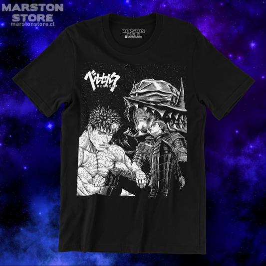 Polera negra de Berserk con diseño de Guts
