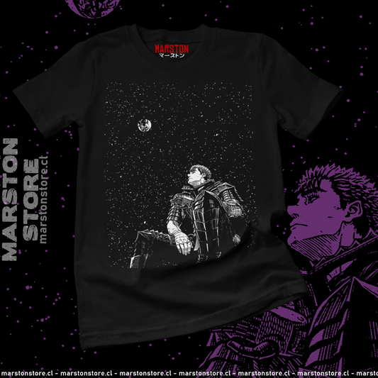Polera negra de Berserk con diseño de Guts