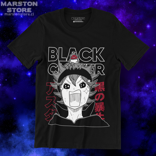 Polera negra de Black Clover con Asta