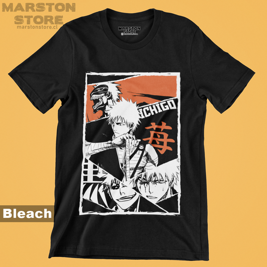 Polera negra de Bleach con diseño anime
