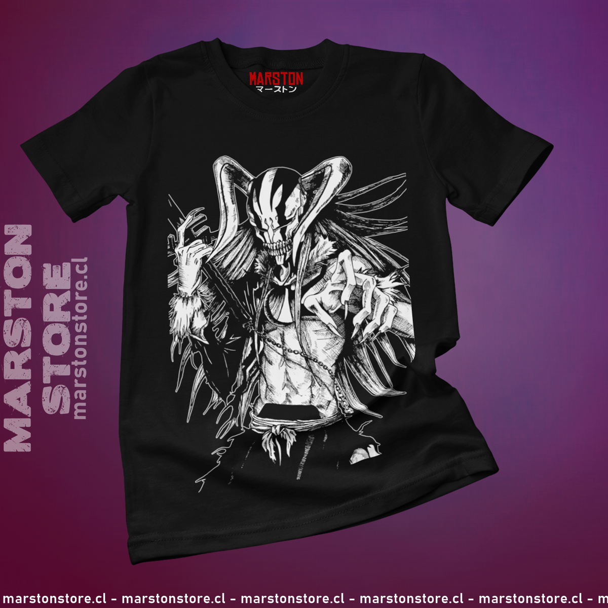 Polera negra de Bleach con diseño anime