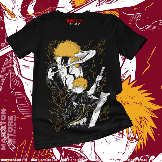 Polera negra de Bleach con diseño anime