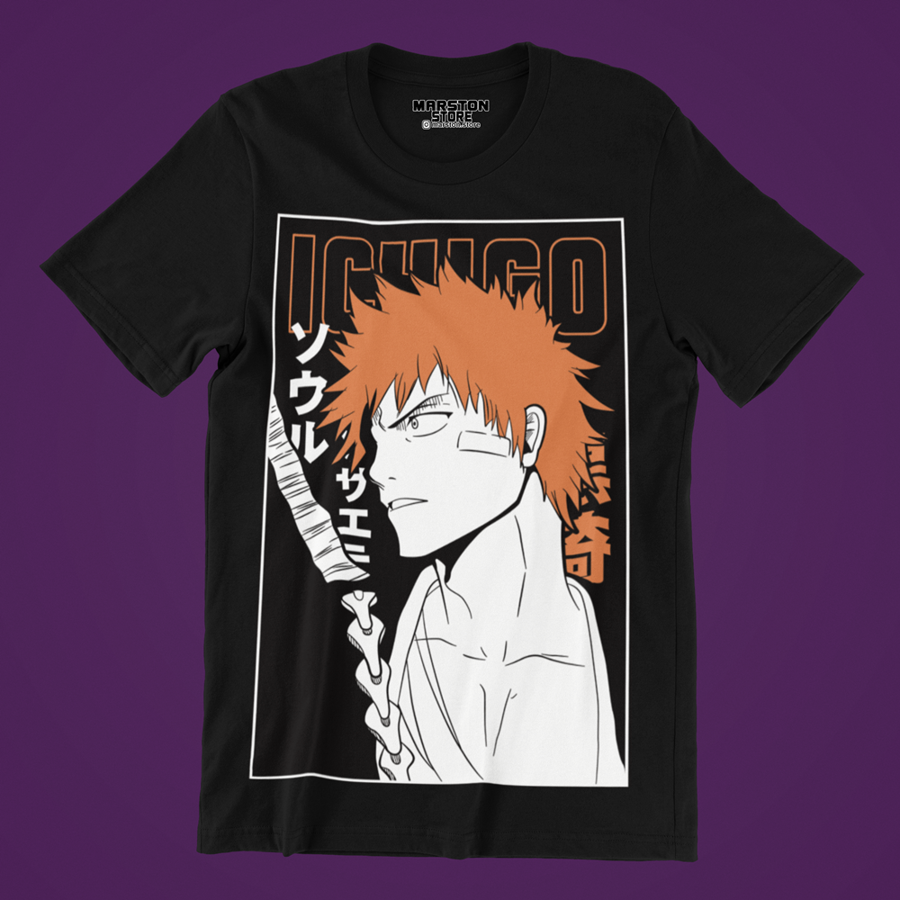 Polera negra de Bleach con Ichigo Kurosaki