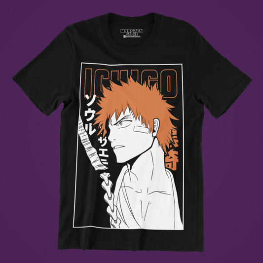 Polera negra de Bleach con Ichigo Kurosaki