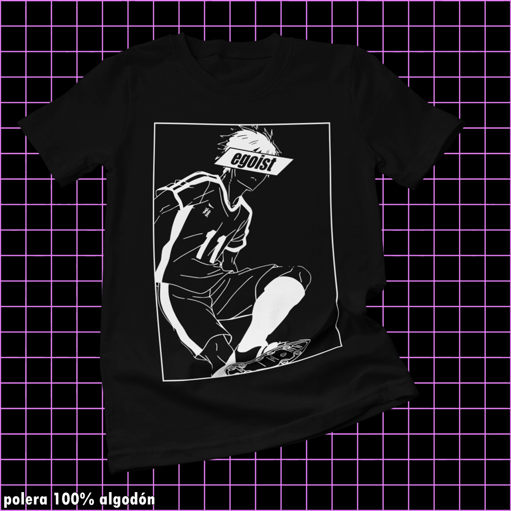 Polera negra de Blue Lock con diseño anime