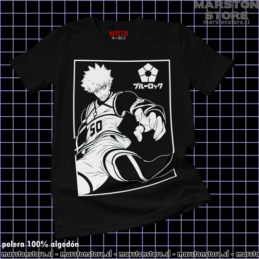 Polera negra de Blue Lock con diseño anime