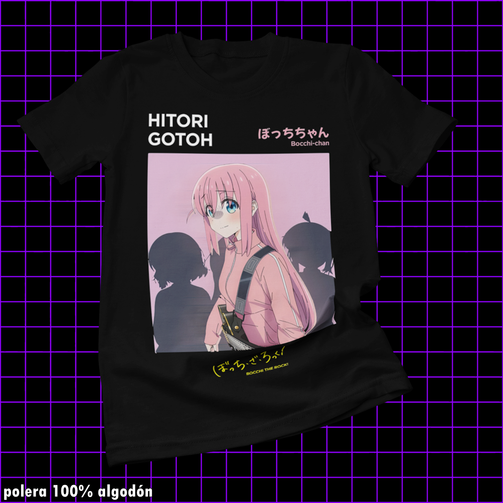 Polera negra de Bocchi the Rock! con Hitori Gotoh