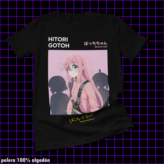 Polera negra de Bocchi the Rock! con Hitori Gotoh