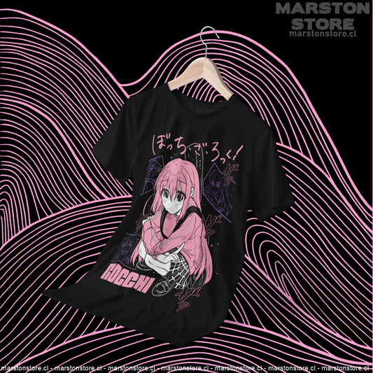 Polera negra de Bocchi the Rock! con Hitori Gotoh