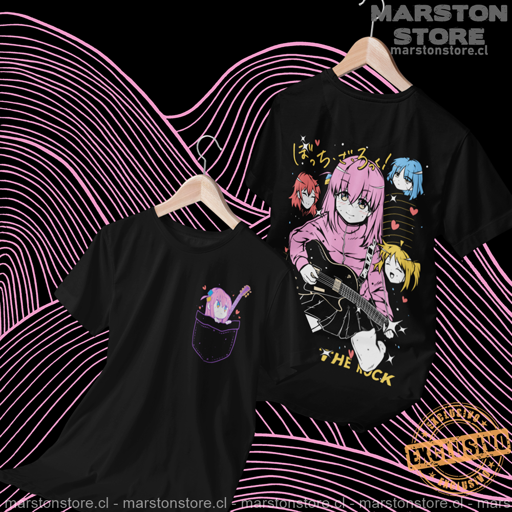 Polera negra de Bocchi the Rock! con Hitori Gotoh