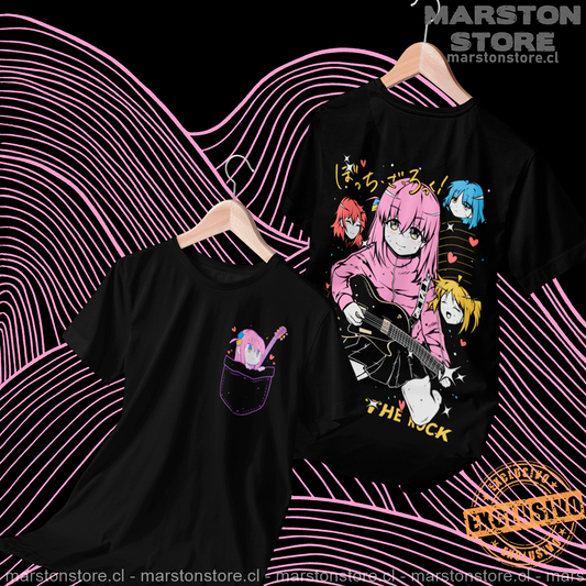 Polera negra de Bocchi the Rock! con Hitori Gotoh