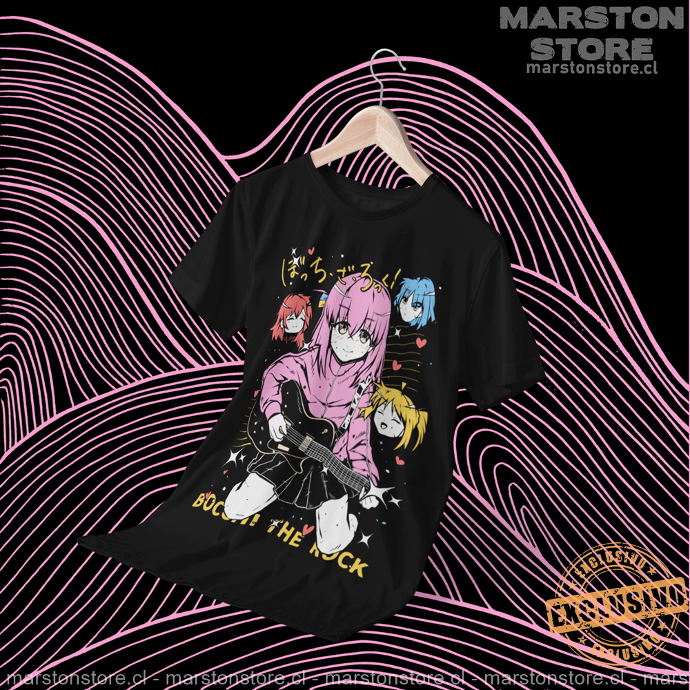 Polera negra de Bocchi the Rock! con Hitori Gotoh