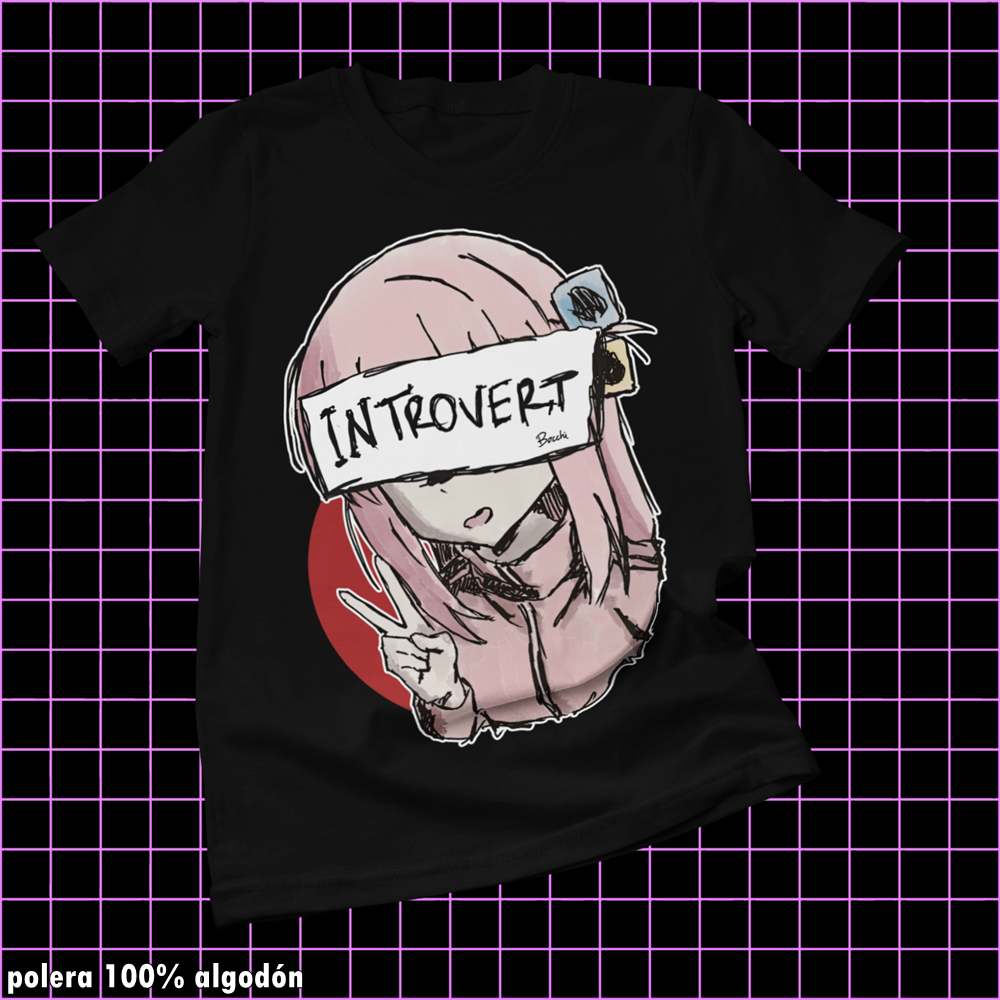 Polera negra de Bocchi the Rock! con Hitori Gotoh