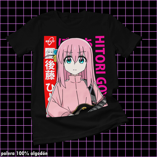 Polera negra de Bocchi the Rock! con Hitori Gotoh
