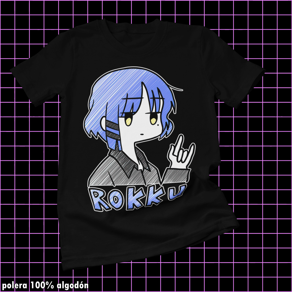 Polera negra de Bocchi the Rock! con Ryo Yamada