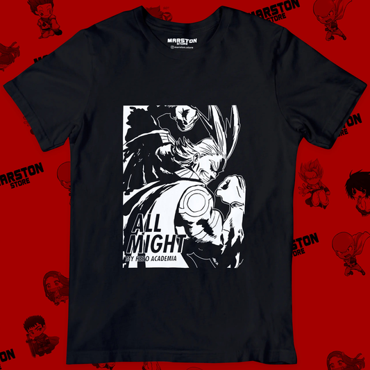 Polera negra de Boku no Hero Academia (My Hero Academia) con All Might