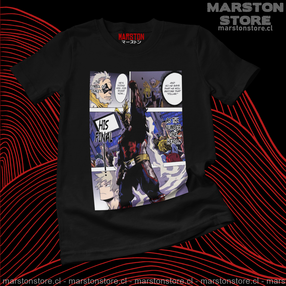 Polera negra de Boku no Hero Academia (My Hero Academia) con All Might