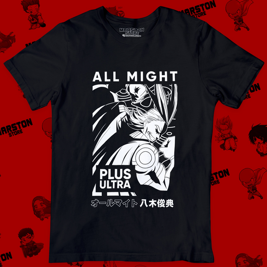 Polera negra de Boku no Hero Academia (My Hero Academia) con All Might