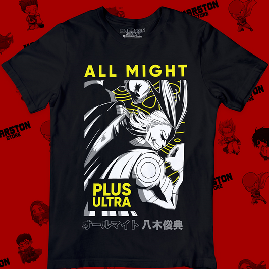 Polera negra de Boku no Hero Academia (My Hero Academia) con All Might