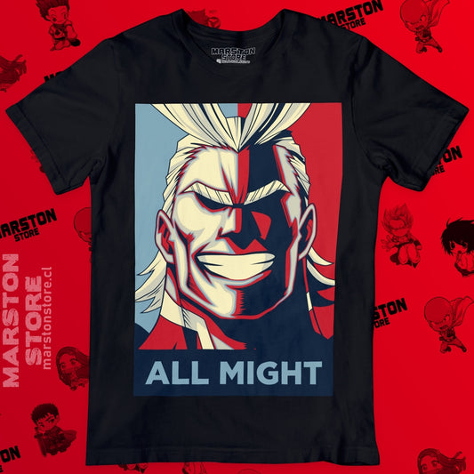 Polera negra de Boku no Hero Academia (My Hero Academia) con All Might
