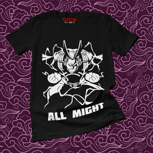 Polera negra de Boku no Hero Academia (My Hero Academia) con All Might