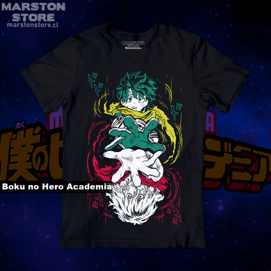 Polera negra de Boku no Hero Academia (My Hero Academia) con diseño anime