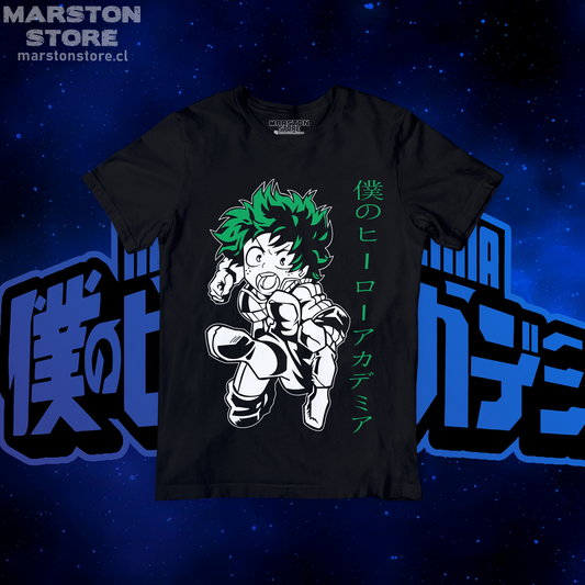 Polera negra de Boku no Hero Academia (My Hero Academia) con diseño anime