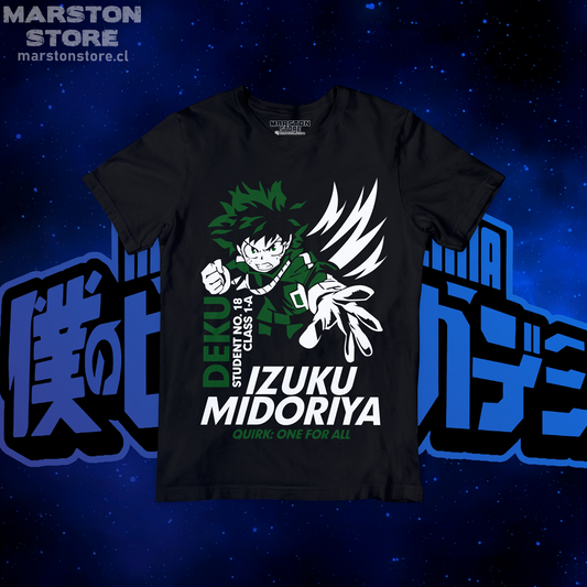 Polera negra de Boku no Hero Academia (My Hero Academia) con diseño anime