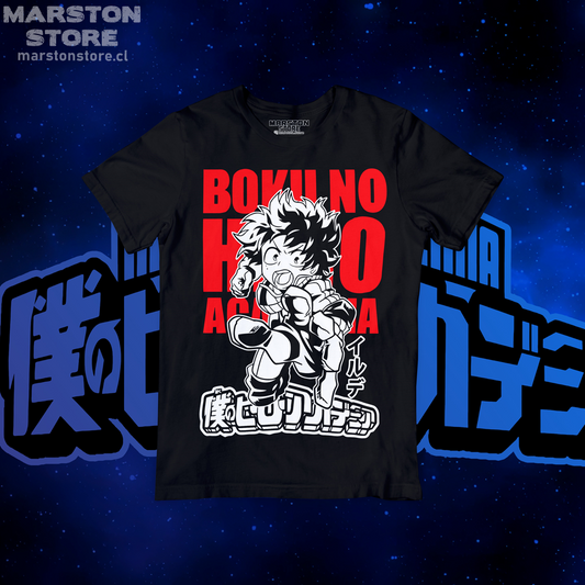 Polera negra de Boku no Hero Academia (My Hero Academia) con diseño anime