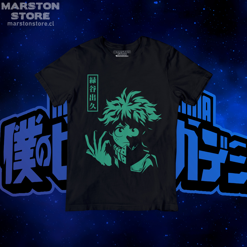 Polera negra de Boku no Hero Academia (My Hero Academia) con diseño anime