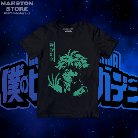 Polera negra de Boku no Hero Academia (My Hero Academia) con diseño anime