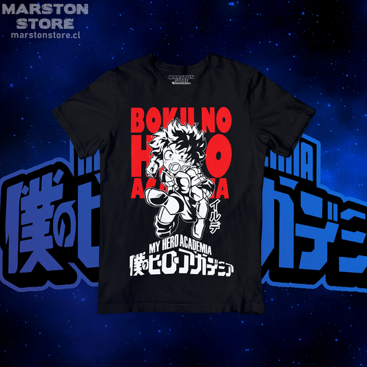 Polera negra de Boku no Hero Academia (My Hero Academia) con diseño anime