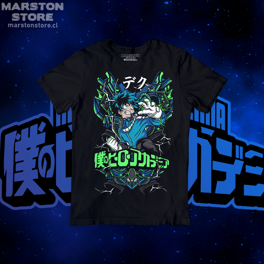 Polera negra de Boku no Hero Academia (My Hero Academia) con diseño anime