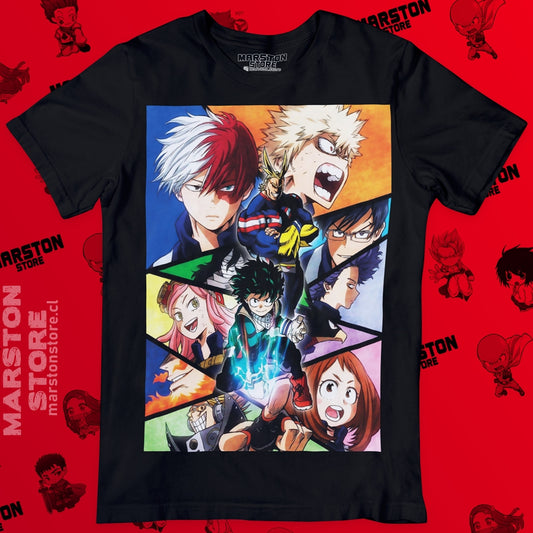 Polera negra de Boku no Hero Academia (My Hero Academia) con diseño anime