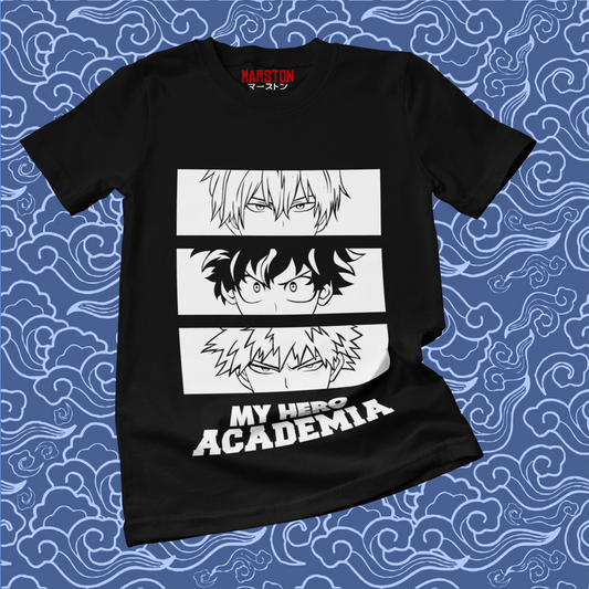 Polera negra de Boku no Hero Academia (My Hero Academia) con diseño anime
