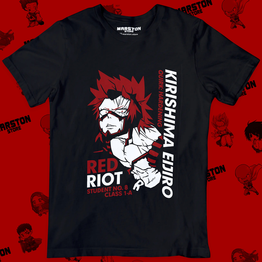Polera negra de Boku no Hero Academia (My Hero Academia) con Eijiro Kirishima