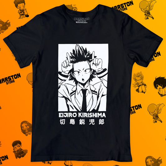 Polera negra de Boku no Hero Academia (My Hero Academia) con Eijiro Kirishima